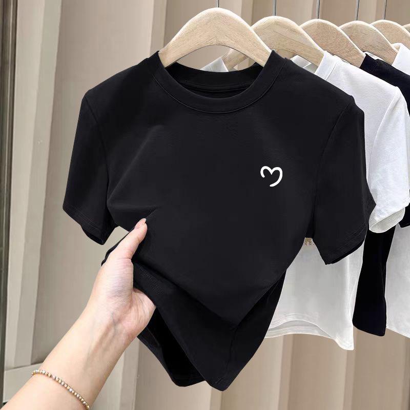 Women's Coffee Short-Sleeve Brushed Cotton T-Shirt - Versatile Simple Fashion for Spring, Summer, Autumn 2026