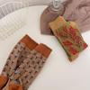 "Damen Retro Hahnentritt & Floral Mittelhohe Verdickte Baumwollsocken für Herbst/Winter"