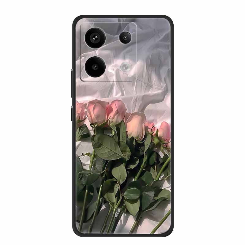 For Redmi Note 13 pro Case Pink Phone Case Fashion Silicone TPU Soft Back Cover Redmi Note 13 Pro Flower Capa 6.67" Cats Coque
