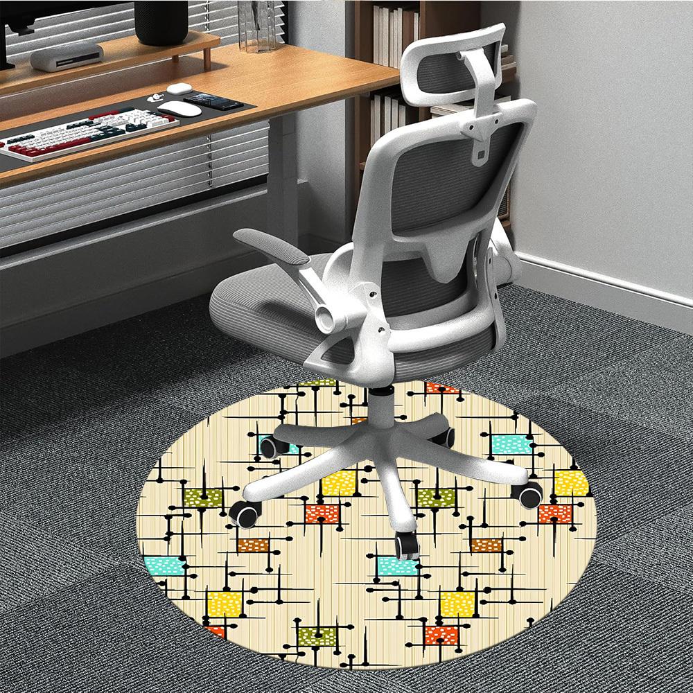 1 Stück Runder Teppich mit abstraktem Muster für das Büro, rutschfest, weich und langlebig, für die Innendekoration, perfekt für das Büro, schöne Dekoration yy26031