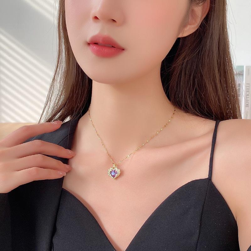 Luxury Design Heart Pendant Necklace For Women Fashion Crystal Charm Chain Choker Necklace Collar Girls Party Jewelry Gifts