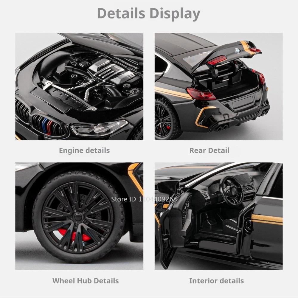 1:32 Scale M8 X3M Sports Car Model Toy Exquisite Interior Metal Diecast Sound Light Supercar Models Christmas Gifts for Boys