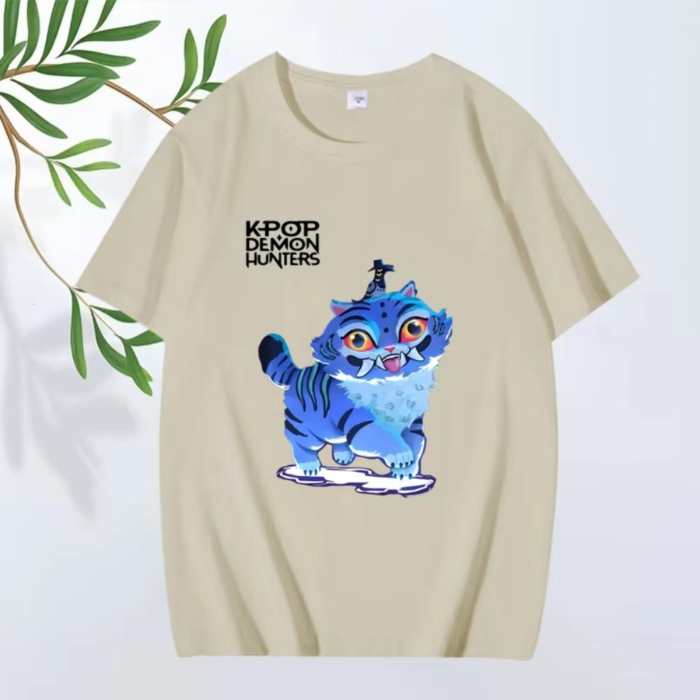 Cute Demon Cat Kpop Demon Hunter Classic Anime T Shirt 2025 Men's Women Oversized Cotton Short Sleeve Summer Printed Unisex Tee