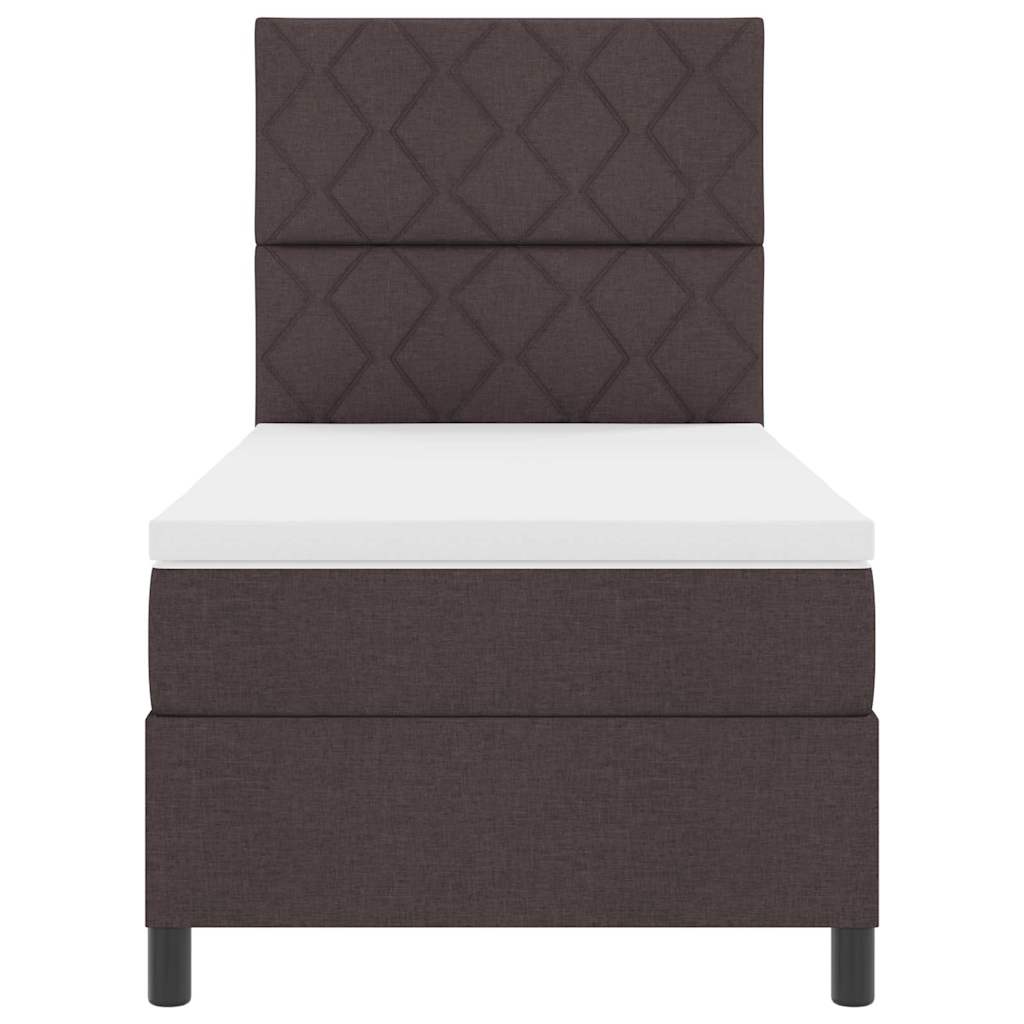 Box Spring Bed with Headboard Dark Brown 90 x 190 cm Fabric