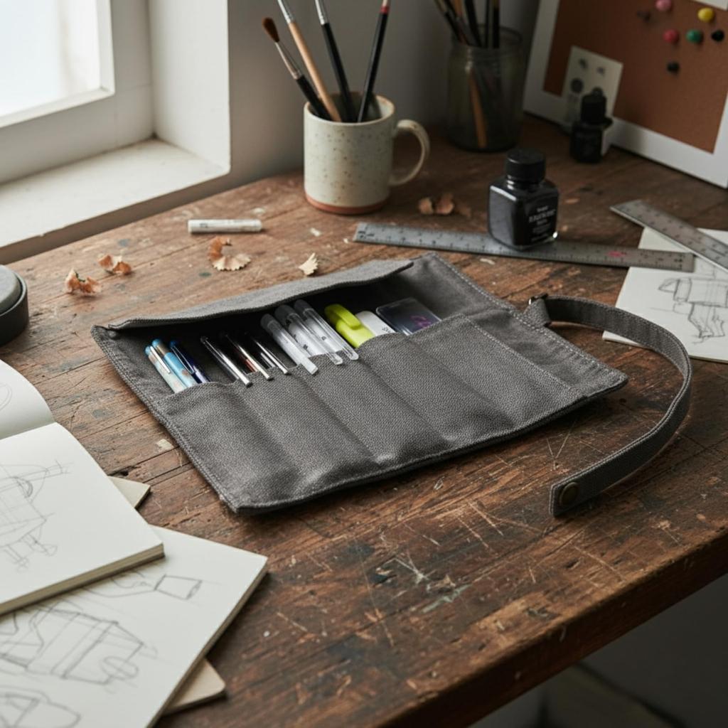 EBISSY Leinwand-Roll-Etui Groß Platz für Füller und Kunst Geeignet für und und Praktische Aufbewahrungstasche, Kapazität, Stifte, Bleistifte, Stifte, Zubehör,