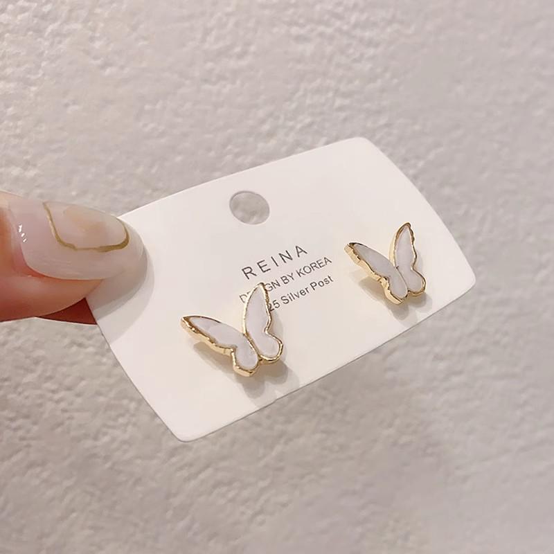 White Butterfly Drip Oil Ear Clips: Elegant, High-End, Exquisite, Non-Pierced, Light Luxury Earrings for Women