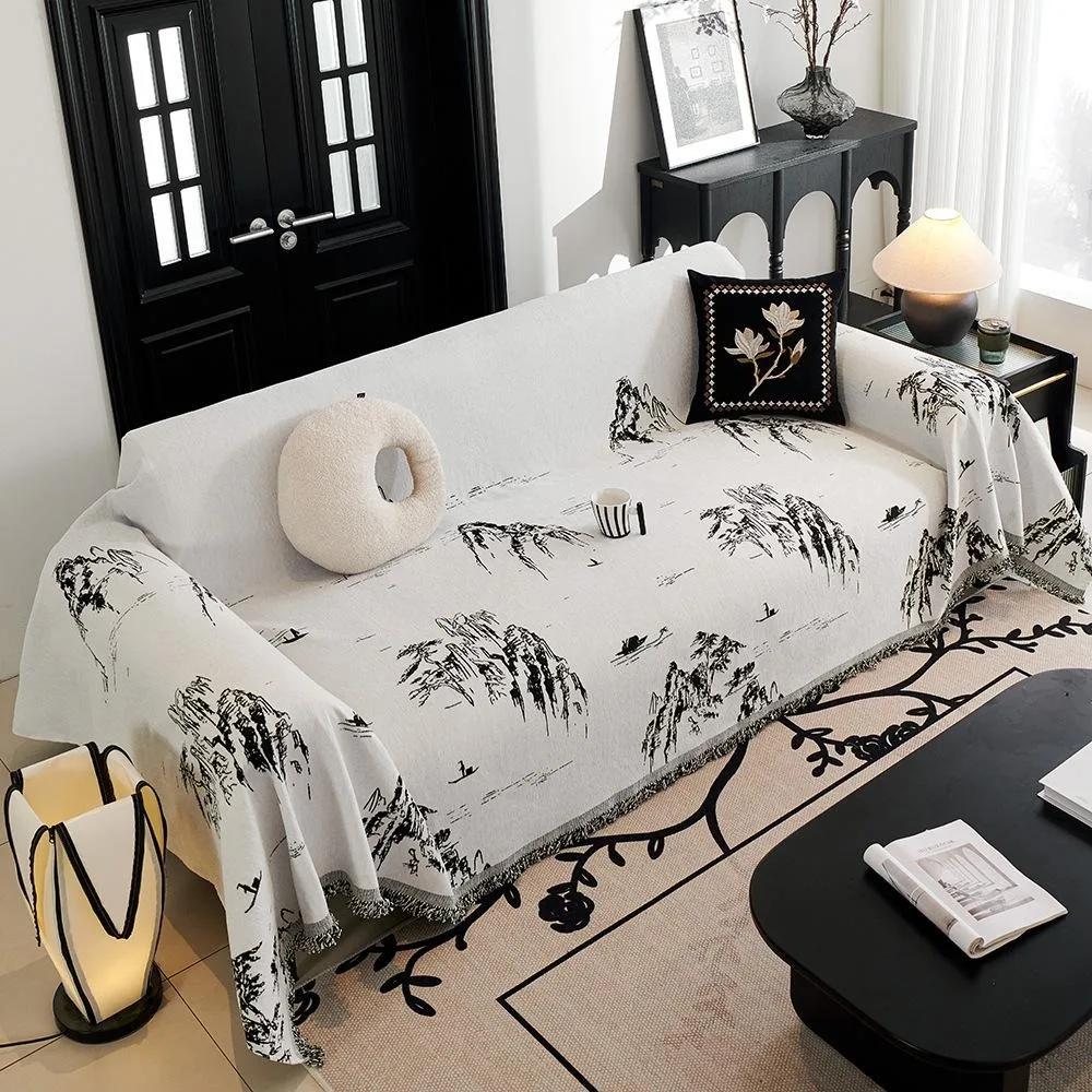 1pcs Mountain Pattern Simple Sofa Covers Four Season Universal Anti Slip Couch Cushion All-inclusive ArmChair Protector Mats