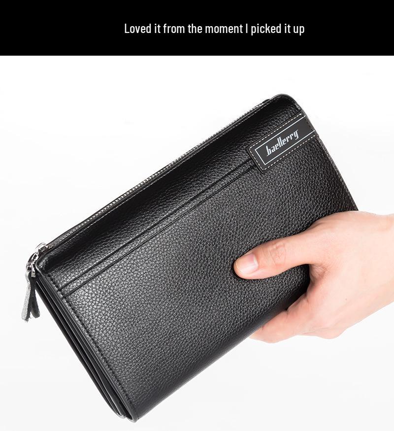 Męska wysokiej klasy saszetka i portfel o dużej pojemności zapinany na zamek na biznes i telefon