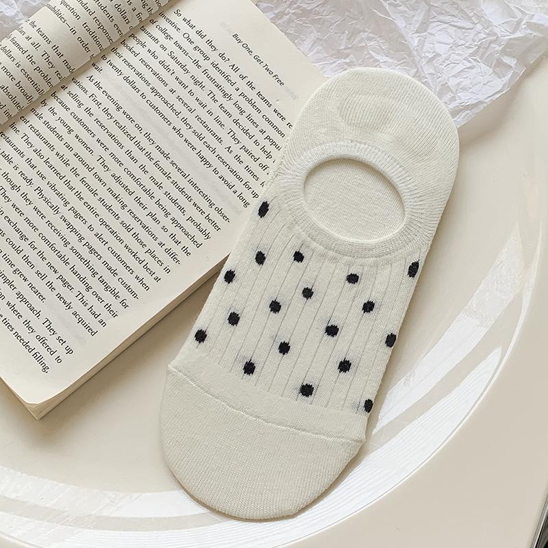 Simple Boat Socks, Spring and Summer Puppy Sweat-absorbing Cartoon Low-top Invisible Short Socks, Shallow Opening Anti-slip Silicone, No Heel Drop