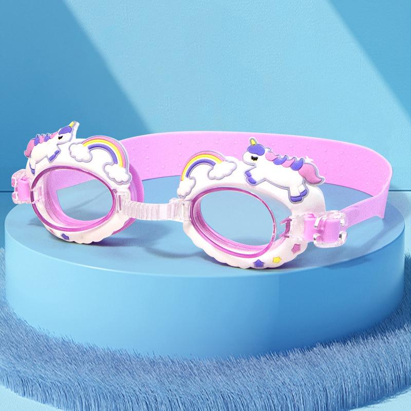 Swimming Goggles Kid Cartoon Cute HD Waterproof Fogproof Swim Eyewear Adjustable Mirror Strap Water Sport Colorful Goggles