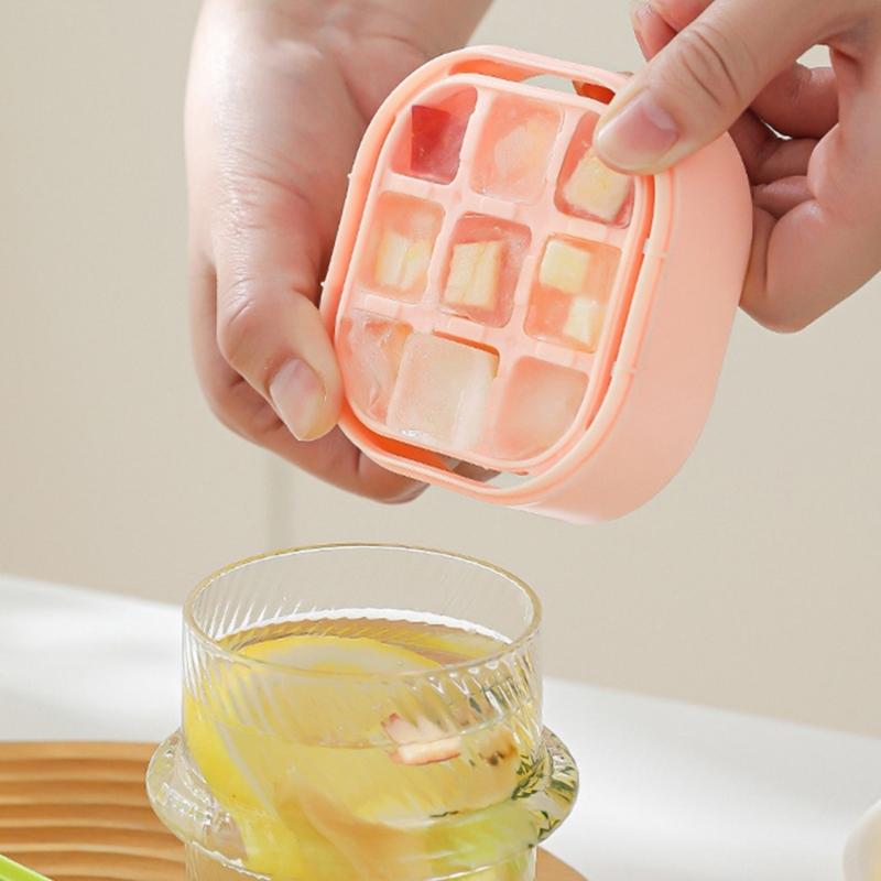 Easy To Disassemble Silicone Ice Mould with Lid Dishwasher Safe 9 Cells Ice Cubes Tray for Cocktails Use kitchen Tool