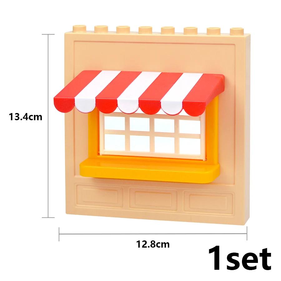 Big Size Building Blocks House Furniture Assemble Wall Fence Roof Door Window Construction Large Bricks Toys Compatible Duploes