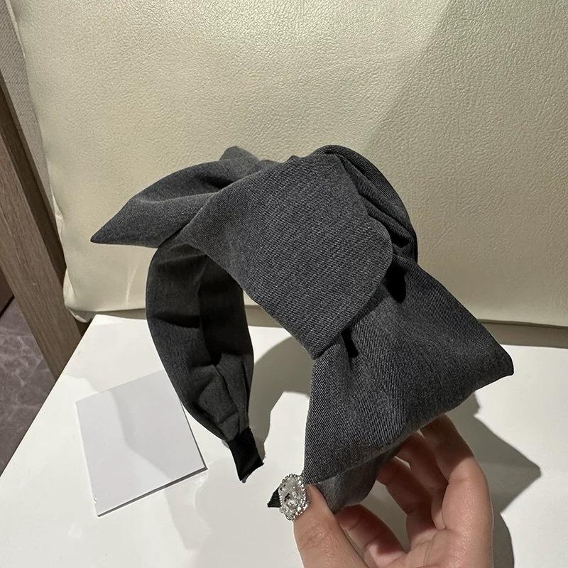 

Корейско-французский ретро серый бант на голову - элегантный женский аксессуар для волос