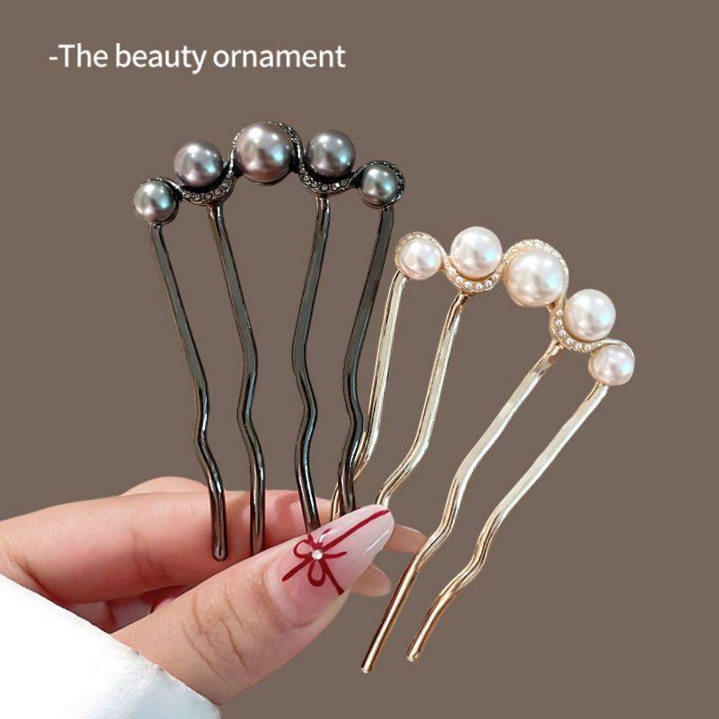 1Pcs Pearl Hair Fork Hair Clip Hairpins Metal U-Shaped Hair Sticks Combs Women Girl Hair Accessories Ornament Styling Tool