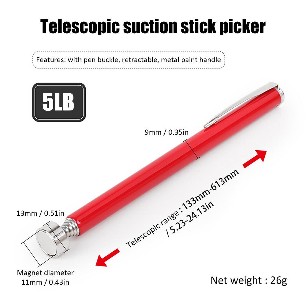 Auto Repair Tool Telescopic Magnetic Pick-Up Tools With LED Flashlight Portable Pocket Clip Magnetic Retrieval Pen Picker