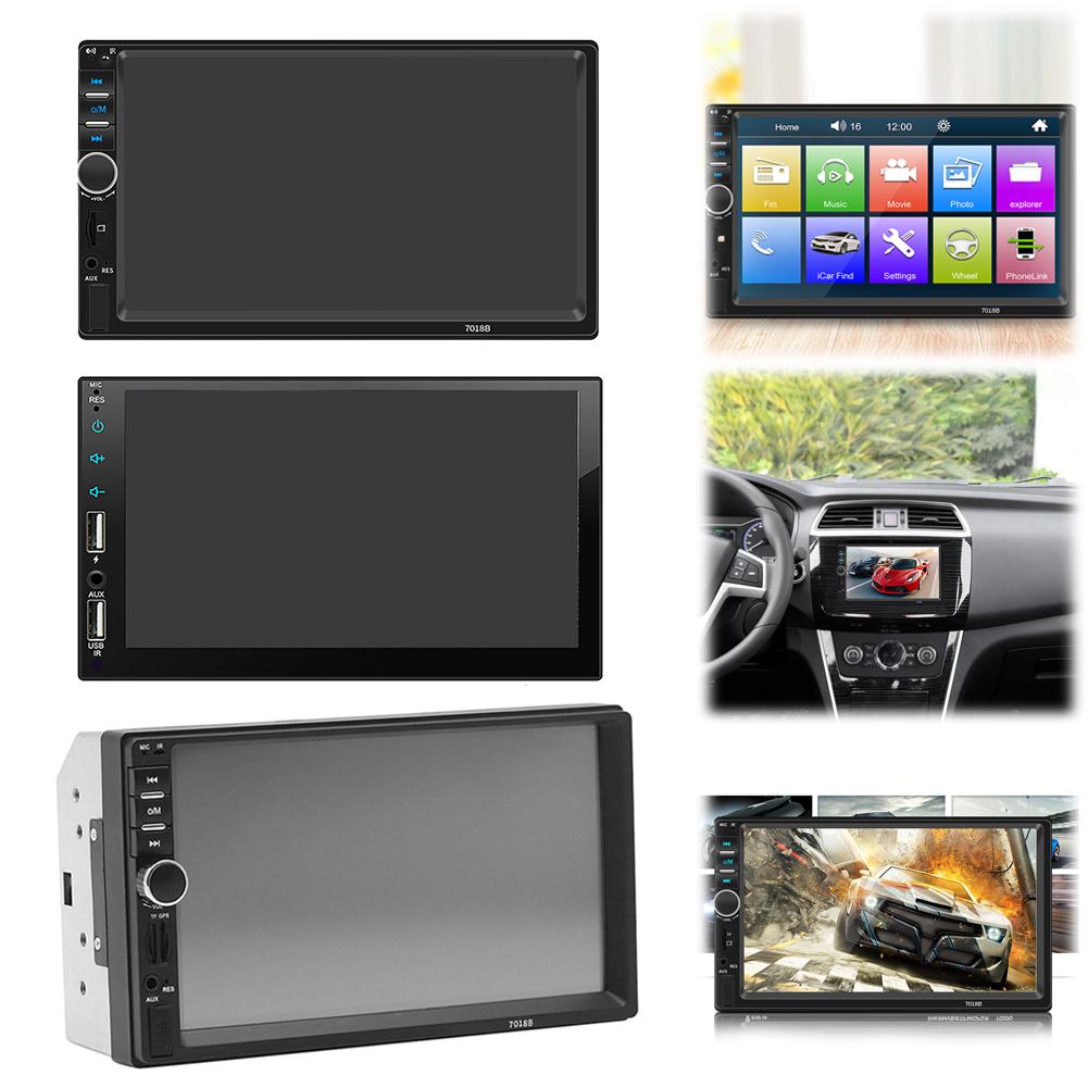 7 Inch Car Radio Audio Bluetooth-Compatible Audio System Head Unit 7 Color Lighting FM Receiver Audio Stereo Dual Din MirrorLink
