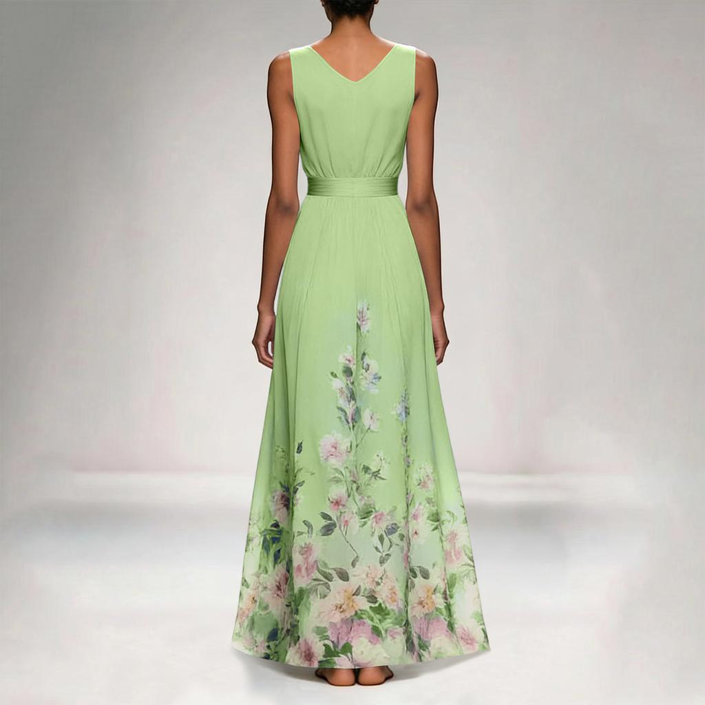 Women's Sleeveless Flower Printed Holiday Dress
