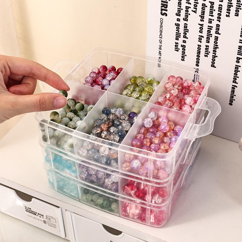 Portable Transparent Jewelry Box with Compartments for Beaded DIY Bracelets