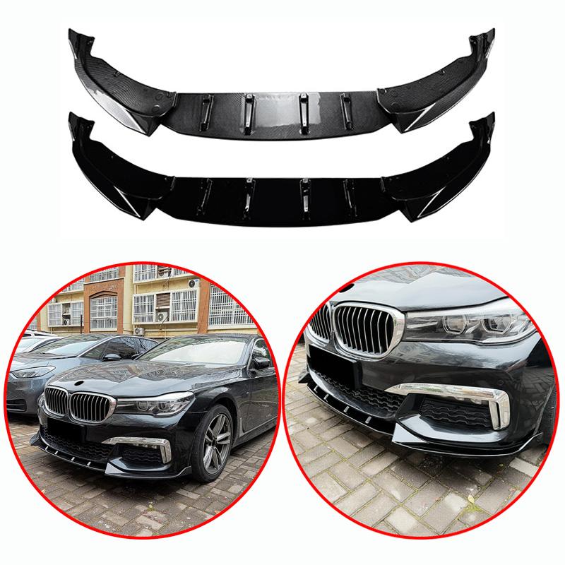For BMW 2016-2018 7 Series G11 G12 M Sport Car Front Bumper Lip Spoiler High Quality ABS Glossy Black Carbon Fiber Look Body Kit
