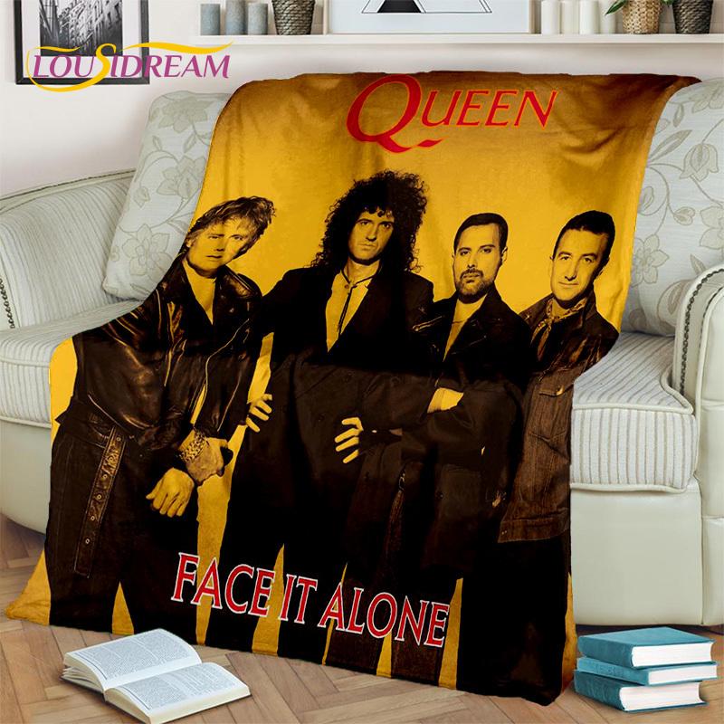 Queen-Rock-Band 3D Freddie Mercury Blanket,Soft Throw Blanket for Home Bedroom Bed Sofa Picnic Travel Office Cover Blanket Kids