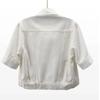 Veste courte en jean à manches courtes pour femme, manteau camionneur boutonné à revers, haut fin blanc décontracté d'été