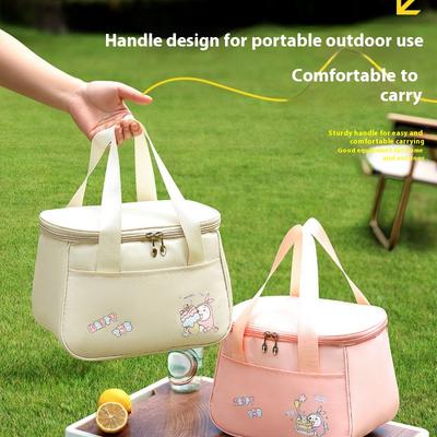 Women Cartoon Lunch Box Bag Lunch Box Insulation Bag Portable Office Worker Lunch Box Handbag Large Capacity Cute Cooler Bag