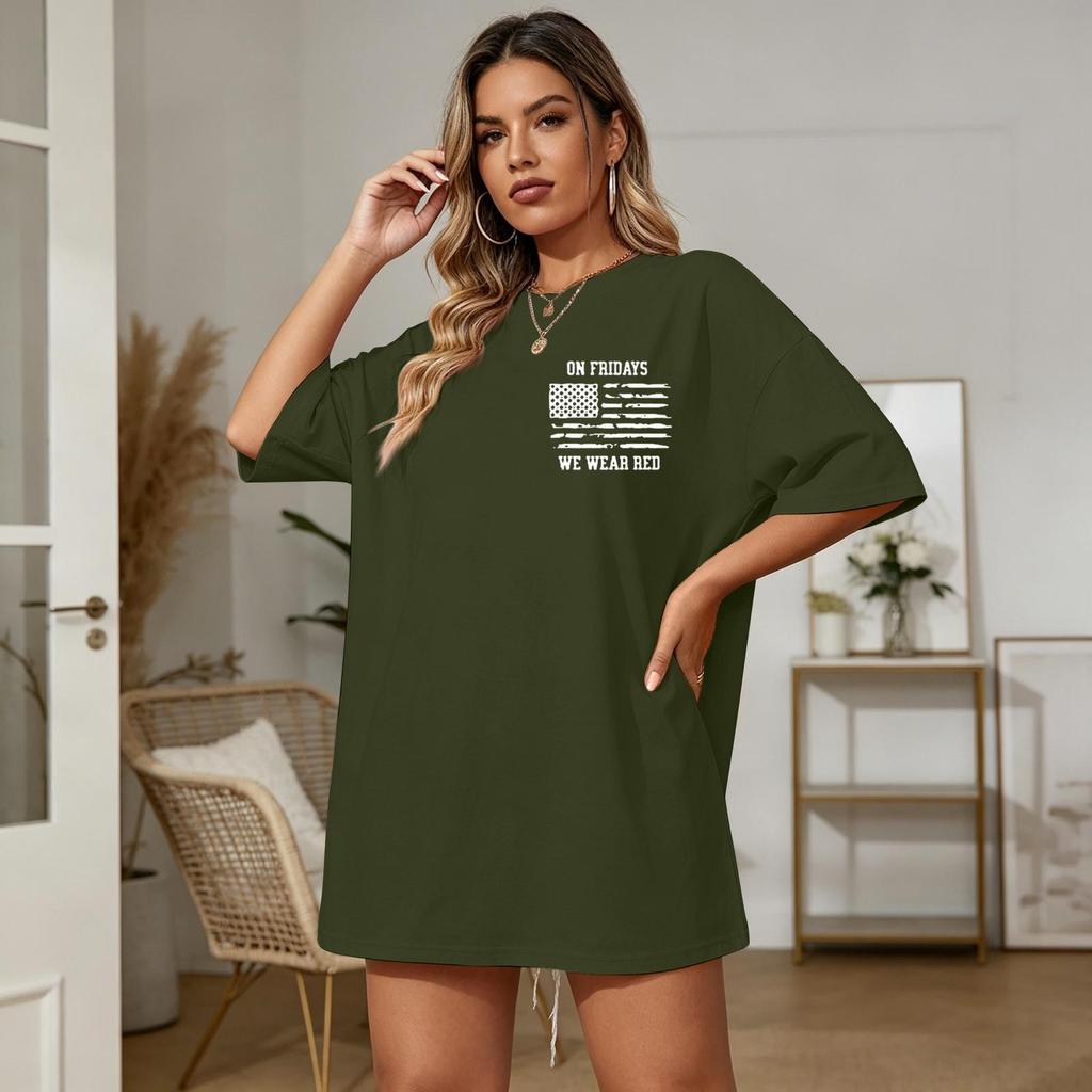 Women Casual Short Sleeve Crew Neck T Shirt Letter Print Loose Fit Lightweight Comfortable Daily Wear Top