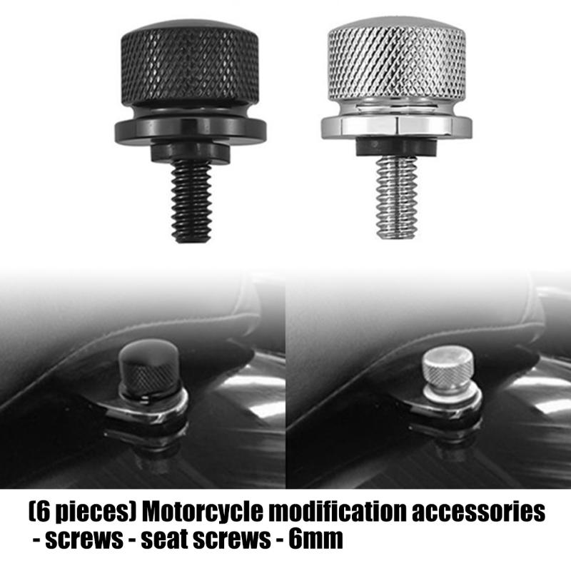 Knurled Motorcycle Seat Bolt Set 6 Mm Metal Mounting Screw for Seat Replacement, Adjustment, and Garage Service