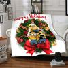 1Pc Happy Minions Holiday Wreath Blanket Soft Throw Blanket For Home Bedroom Bed Sofa Travel Office Solid Christmas Blanket
