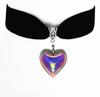 Gothic Deep Red Glass Heart Pendant On Black Velvet Necklace