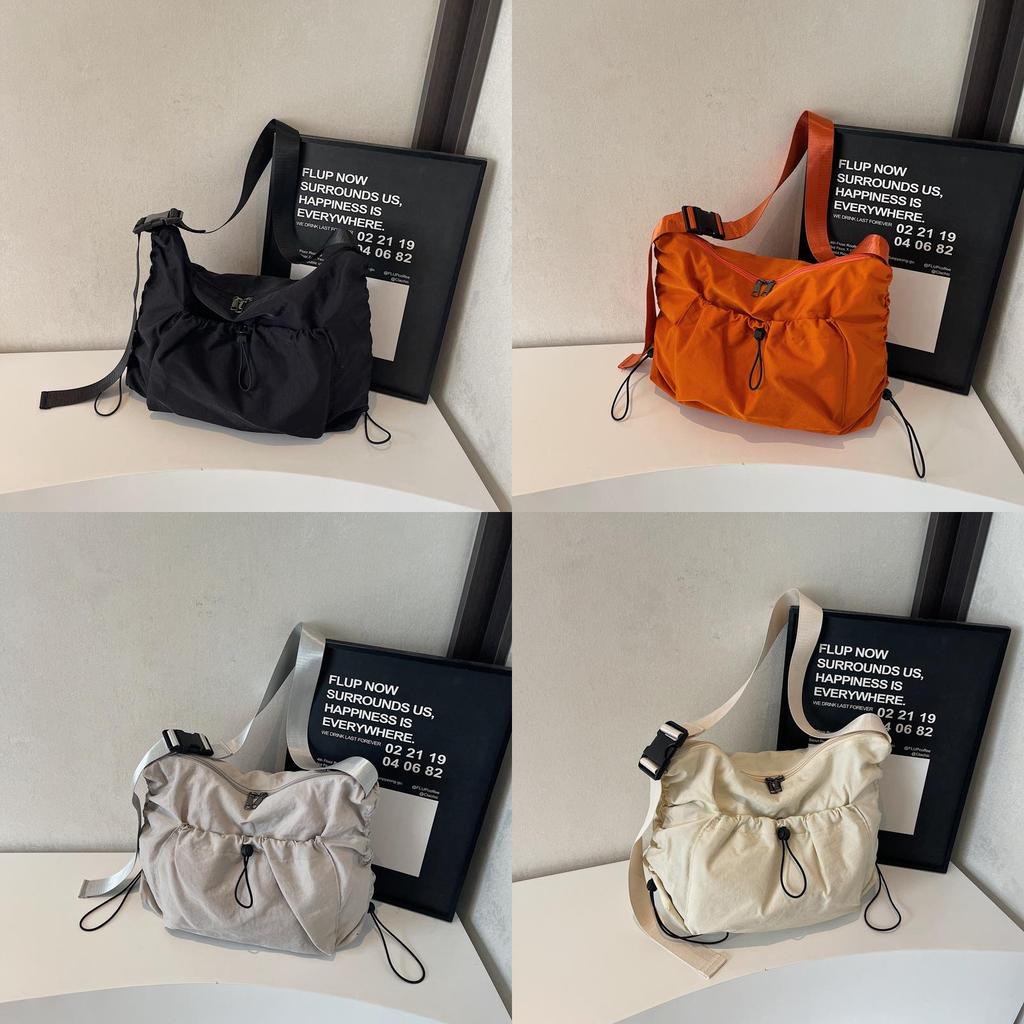 Nylon Casual Crossbody Bag For Women With Drawstring Closure For Daily Use