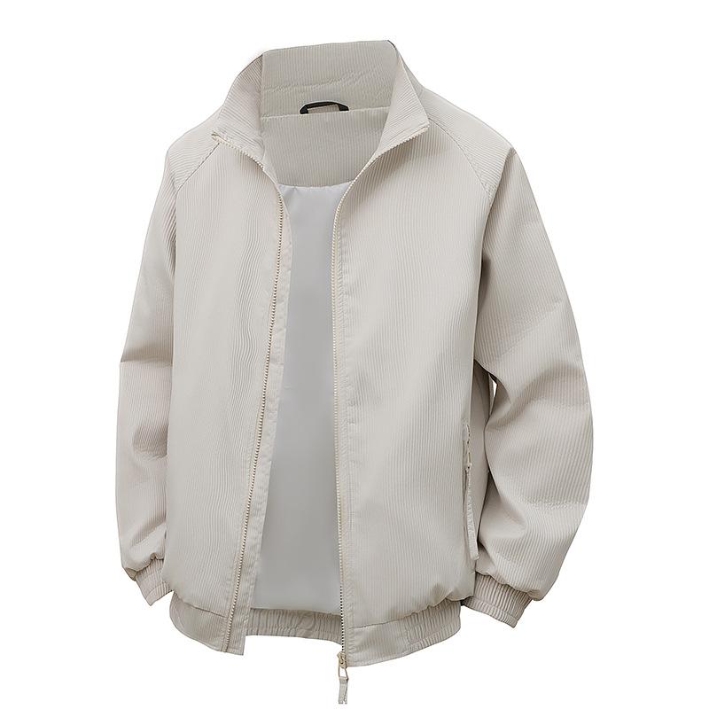 Spring and Autumn Stand Collar Casual Jacket Men's Middle-aged and Young Fashion Loose Fashion Solid Color Jacket Versatile Top