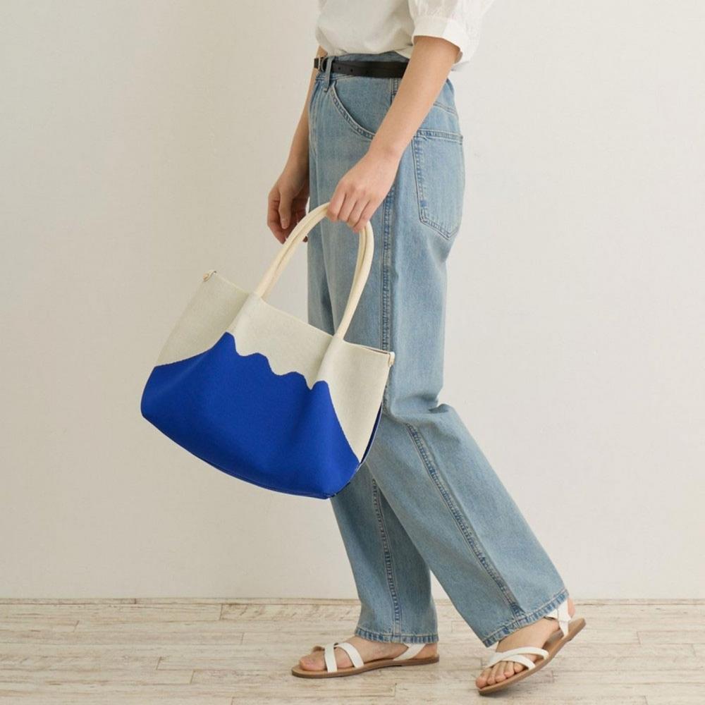 [Rootote] 2486 2487 Small Washable Knit Material Tote Bag CJ Deli Ruful (248701 Fuji Blue)