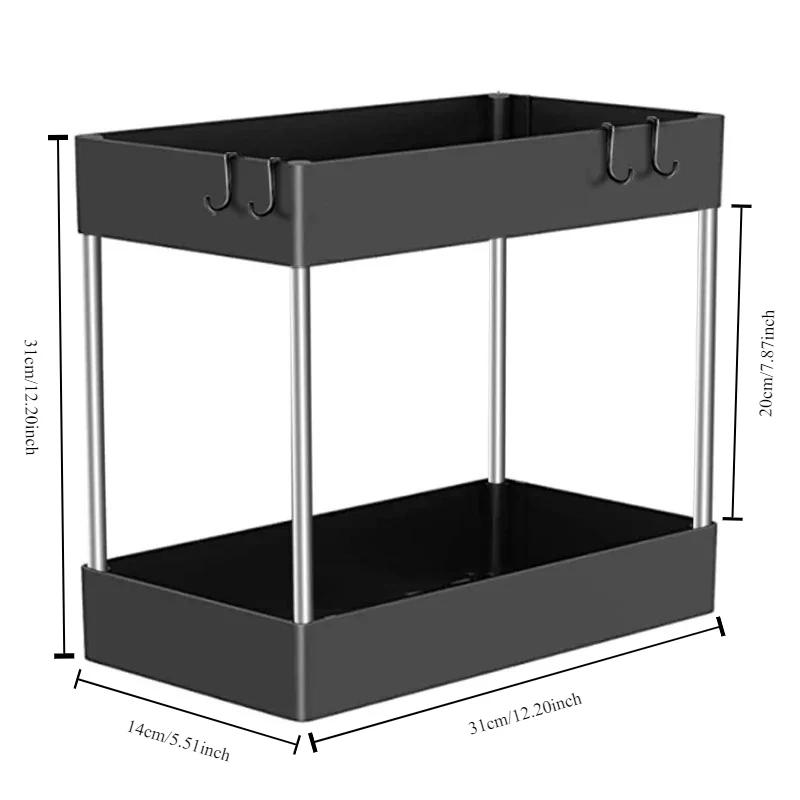 

Органайзер для кухонной раковины Под хранение 2-ярусный Выдвижной Многофункциональный Полка-органайзер для ящика Ванная комната Столешница Шкаф Стойка 1PCS