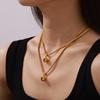 316L Stainless Steel Snake Bone Chain Necklace for Women Fashion Colorful Zircon Ball 18K Gold Plated Pendant Necklace Zircon