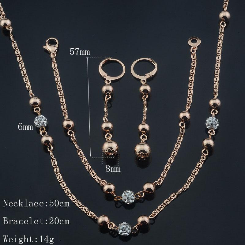 585 Roségold Zirkonia Perlen Schmuckset für Damen mit Armband Halskette und Ohrringen
