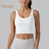 Yoga Vest Bra with Fixed Breast Pads Deep V Back Design Sport Vest Solid Color Shockproof Bra Top Running Fitness Camisole