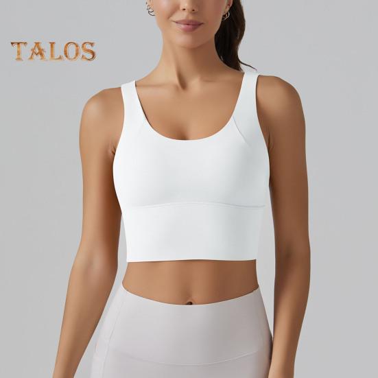 Yoga Vest Bra with Fixed Breast Pads Deep V Back Design Sport Vest Solid Color Shockproof Bra Top Running Fitness Camisole