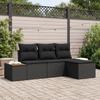 VidaXL 4-Piece Garden Sofa Set with Cushions Black Poly Rattan Acacia 3348059