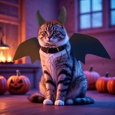 Huisdier Kat Hoorn Vleugels Tweedelig Set Kleding Huisdier Transformeer Outfit Hoorn Vleermuis Grappig Kostuum Kat Demon Halloween Grappige Huisdier Kleding