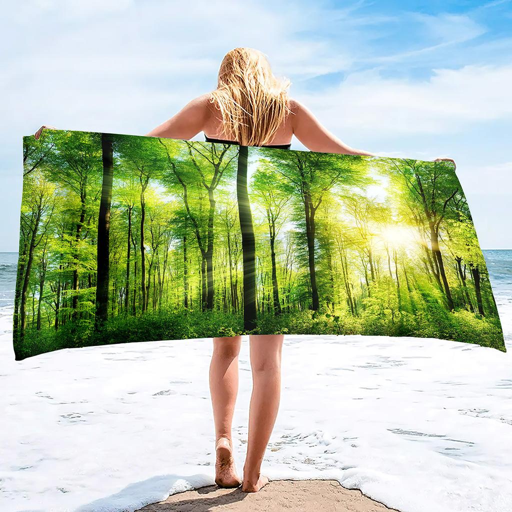 Forest Series Seaside Vacation Beach Towel Swimming Bath Towel Microfiber Sports Towel