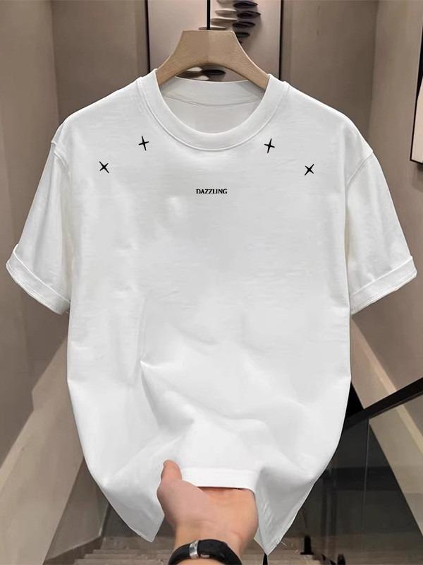 2026 Pure Cotton Fashion American Minimalist T-Shirt Trendy Print Summer Round Neck Versatile Short Sleeve Shirt Unisex S разноцветный