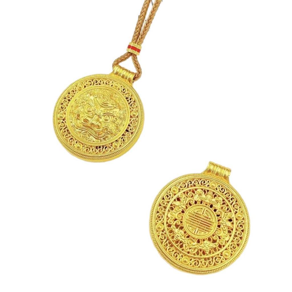 Damen Vergoldete Pixiu Kompass Anhänger Halskette - Einzigartiger Filigran, Hochwertige Imitation Gold Pulloverketten-Accessoire