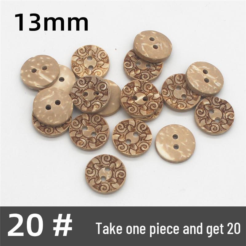 Natural Retro Coconut Shell Round Buttons for Children's Clothing