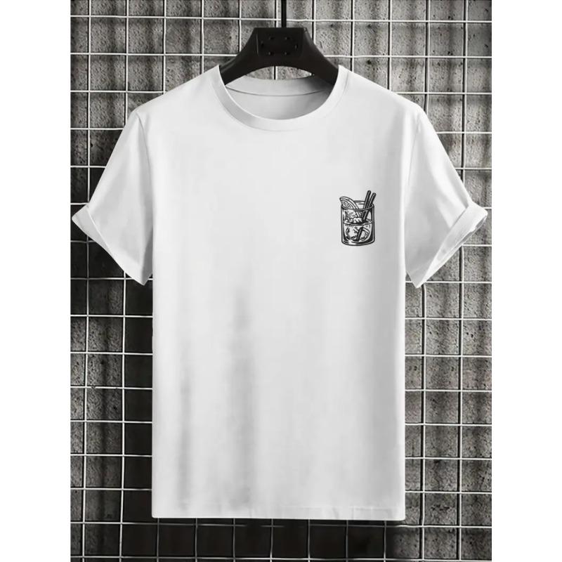 Men'S Trendy Short-Sleeve T-Shirt Featuring a Print , Designed In a Negroni Style. Casual Top Is Versatile for Summer And Machine-Washable
