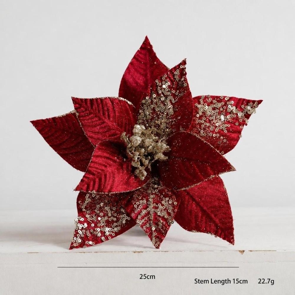 Decorative Flower Pick Artificial Poinsettia Poinsettia Tree Decoration  Christmas Tree Decorating