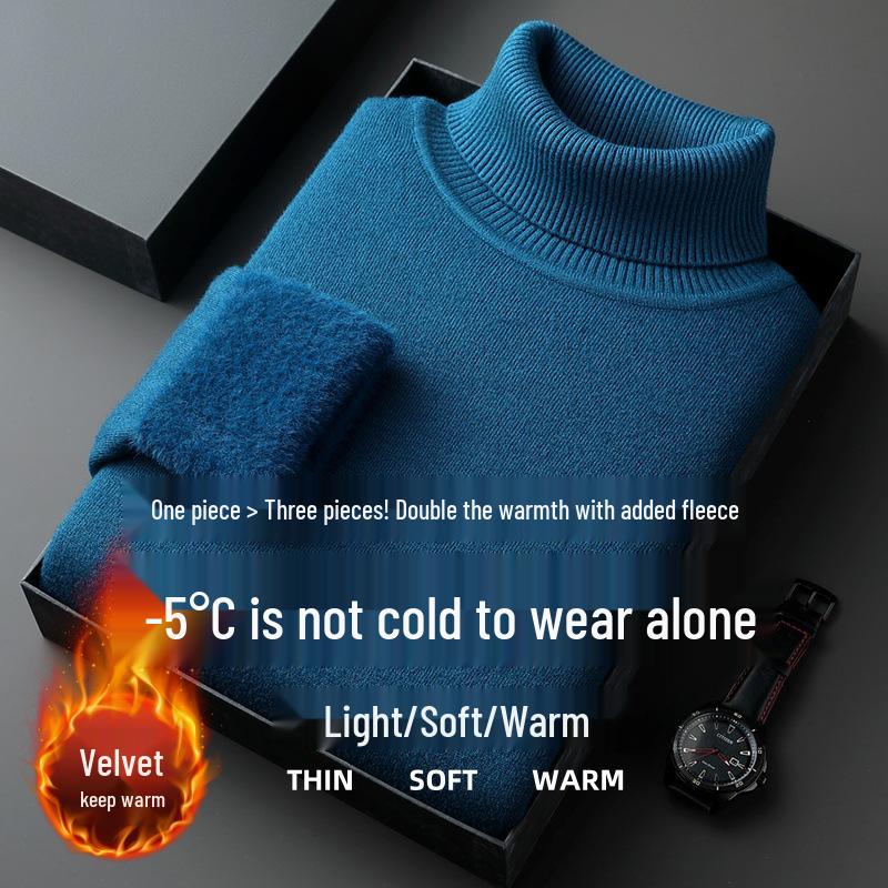 Autumn/Winter 2025 Men's High-Neck Wool Blend Plush-Lined Sweater