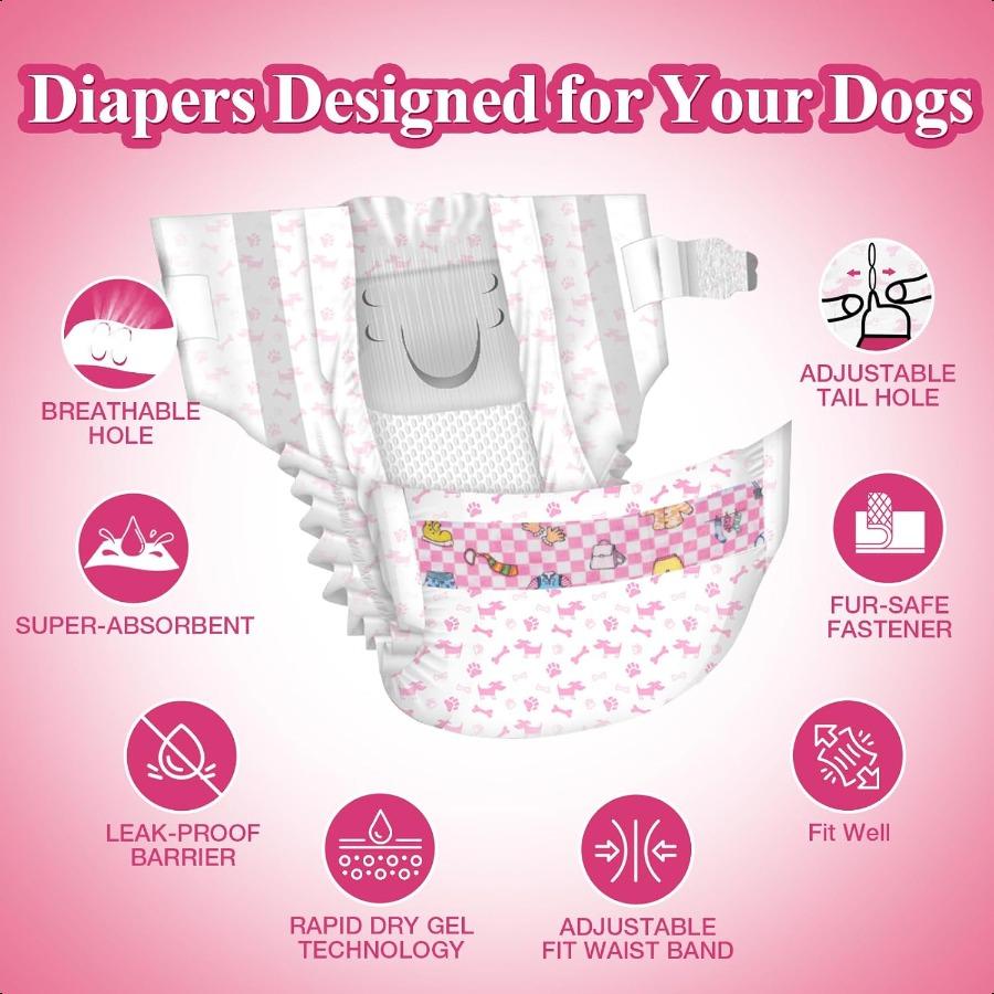 

Подгузники для собак для самок - Впитывающие подгузники для щенков с технологией RapidDry Gel, Непромокаемая посадка для кошки, собаки в течке, Excita United States