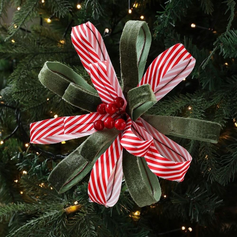 Neue 25 cm künstliche Weihnachtssternblume Beflockter Stoffband Simulationsblumen DIY Weihnachtsblume Weihnachtsbaumzubehör