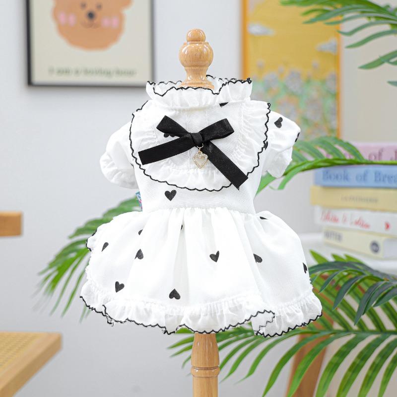 Pet Spring and Summer Happy Puppy Teddy Bigbear Pomeranian Cat Puppy Dog Clothes Small Peach Heart Trouser Skirt